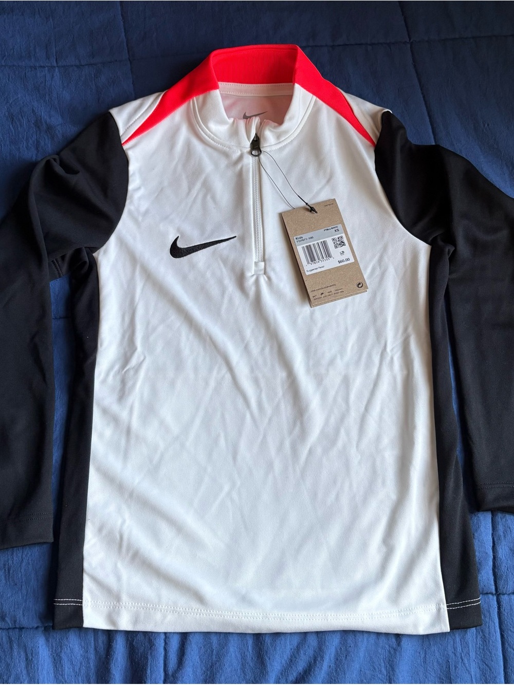 Nike White, Black & Red Kids' Athletic Half-Zip Top